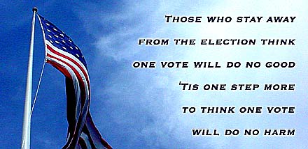 "Nobody will ever deprive the American people of the right to vote except the American people themselves -- and the only way they could do this is by not voting." FRANKLIN D. ROOSEVELT - On this November 7th Make Your Voice Heard and Vote! - Don't Know Where To Vote? CLICK HERE to find the Polling Place Near You!