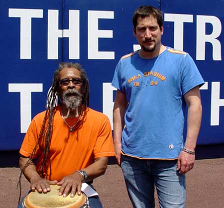 Larry McDonald with The Mets Poet at Shea, 2007 for SNY taping. Click Here To Learn More About SportsNet NY!