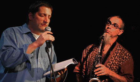 Frank Messina and Erik Lawrence at David Amram's "Diamonds In The Sidewalks" gig at The Bowery Poetry Club during HowlFest 2007! - Click Here For More Pix and Clips from HowlFest 2007 Festivities!