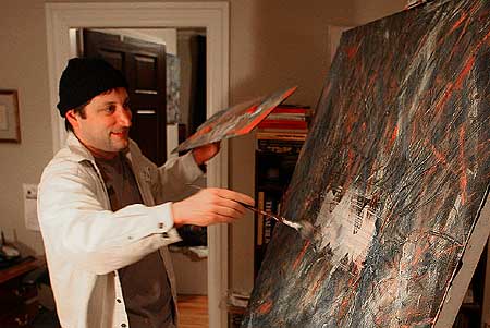 Frank Messina in process at his JC studio. Click Here To View some of Frank Messina's paintings. - Photo by Jeremy Hogan.