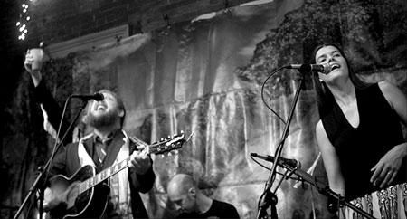 Jim James, Andy Cook and Sarah Elizabeth Whitehead at The Benefit For The Rudyard Kipling, June 3rd! - Phot by Christian Hansen.