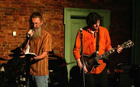 Ron Whitehead and Paul K at The Rudyard Kipling for Insomniacathon 2003 - Photo by Jeremy Hogan.